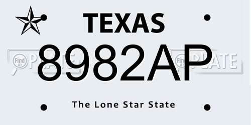 8982AP Texas License Plate