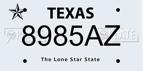 8985AZ Texas License Plate