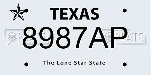 8987AP Texas License Plate