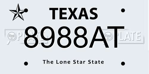 8988AT Texas License Plate