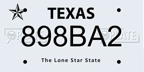 898BA2 Texas License Plate