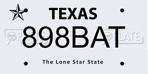 898BAT Texas License Plate