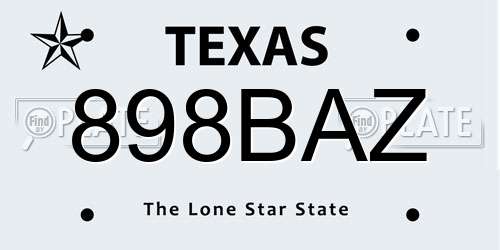 898BAZ Texas License Plate