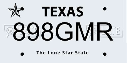 898GMR Texas License Plate