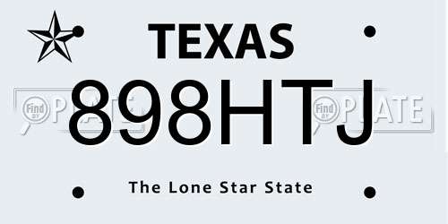898HTJ Texas License Plate