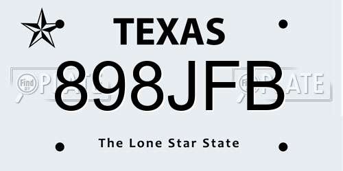 898JFB Texas License Plate