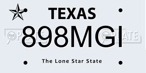 898MGI Texas License Plate