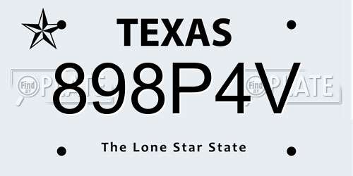 898P4V Texas License Plate