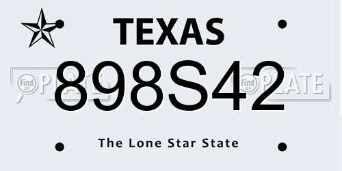 898S42 Texas License Plate