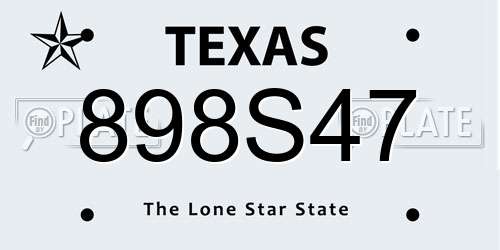 898S47 Texas License Plate