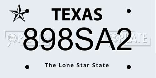 898SA2 Texas License Plate