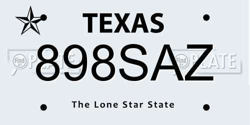 898SAZ Texas License Plate