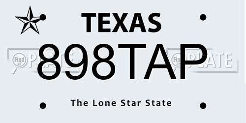 898TAP Texas License Plate