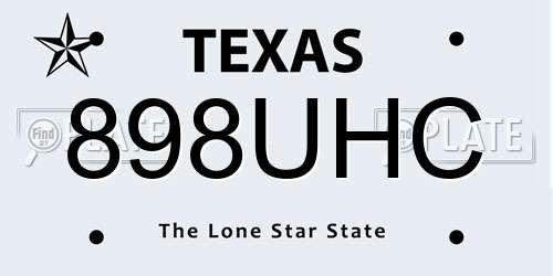 898UHC Texas License Plate