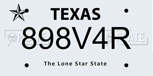 898V4R Texas License Plate