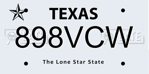898VCW Texas License Plate