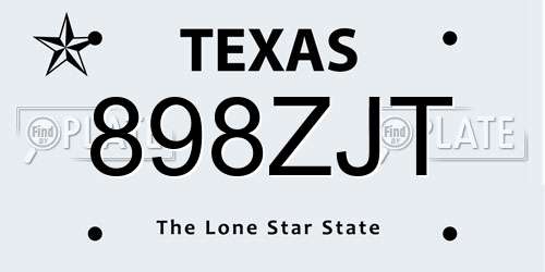 898ZJT Texas License Plate