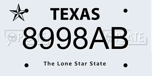 8998AB Texas License Plate