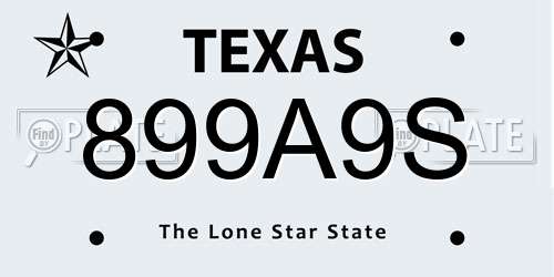 899A9S Texas License Plate