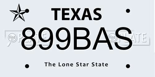 899BAS Texas License Plate