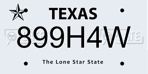 899H4W Texas License Plate