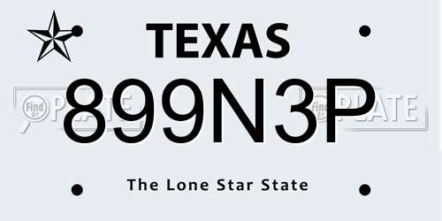899N3P Texas License Plate