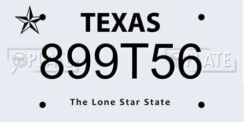 899T56 Texas License Plate
