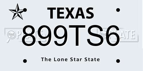 899TS6 Texas License Plate