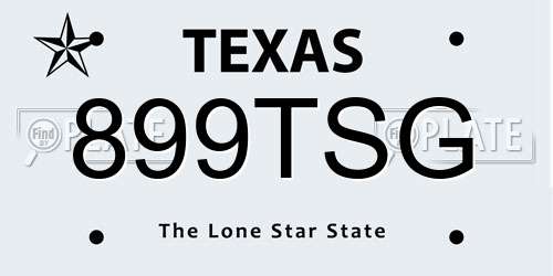 899TSG Texas License Plate