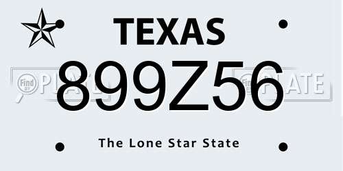 899Z56 Texas License Plate