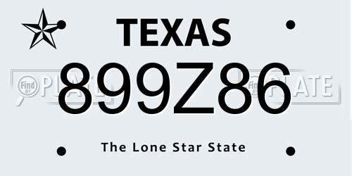 899Z86 Texas License Plate