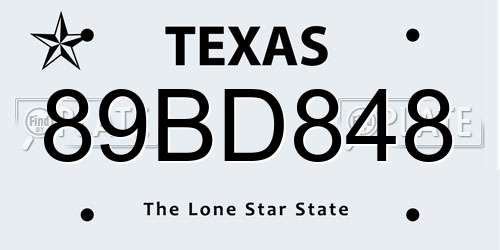 89BD848 Texas License Plate