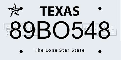 89BO548 Texas License Plate
