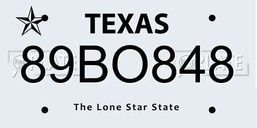 89BO848 Texas License Plate