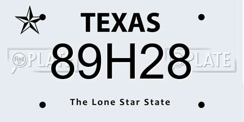 89H28 Texas License Plate