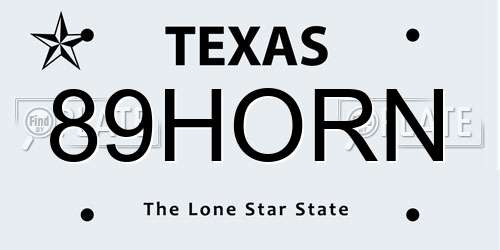 89HORN Texas License Plate