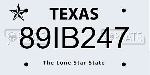 89IB247 Texas License Plate