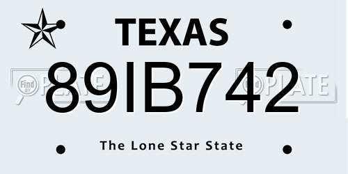 89IB742 Texas License Plate