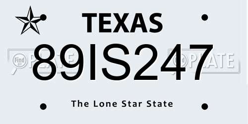 89IS247 Texas License Plate