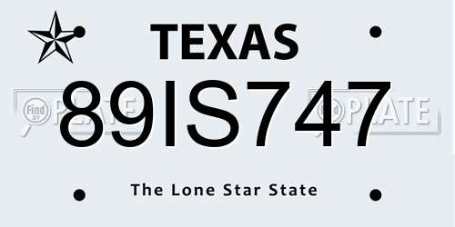 89IS747 Texas License Plate