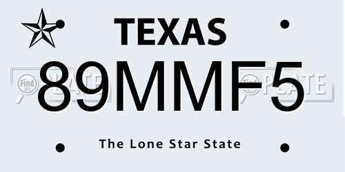 89MMF5 Texas License Plate