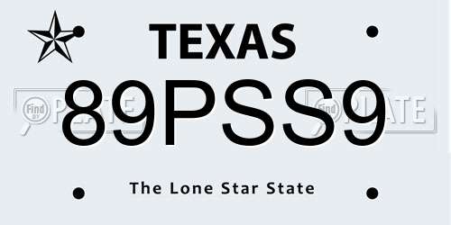 89PSS9 Texas License Plate
