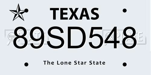 89SD548 Texas License Plate