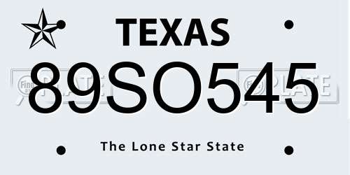 89SO545 Texas License Plate