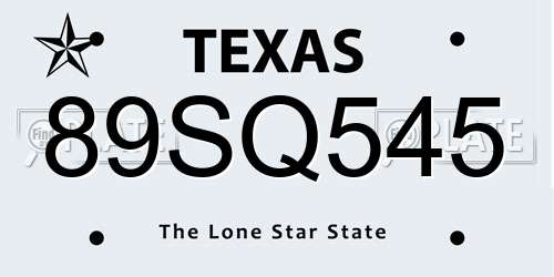 89SQ545 Texas License Plate