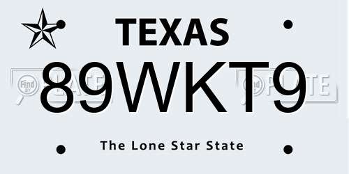 89WKT9 Texas License Plate