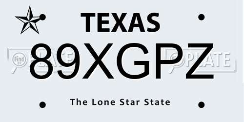 89XGPZ Texas License Plate