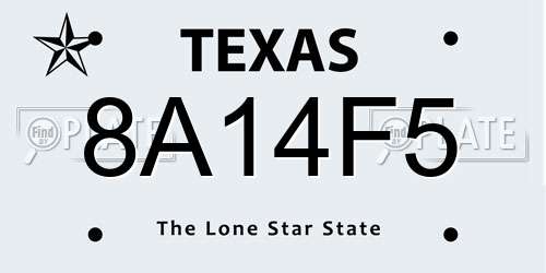 8A14F5 Texas License Plate