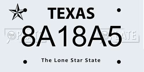 8A18A5 Texas License Plate