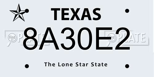 8A30E2 Texas License Plate